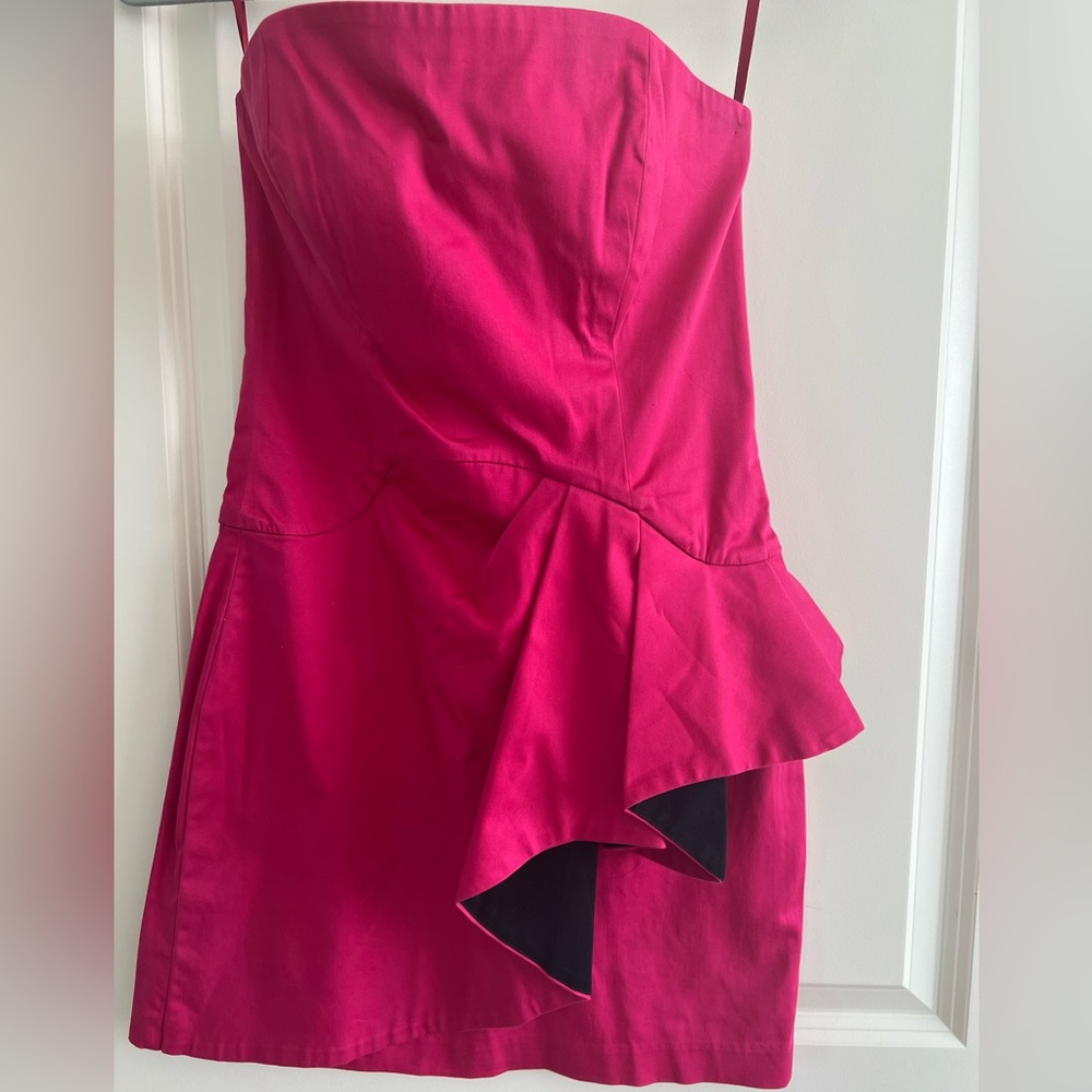 Pink strapless cocktail dress
